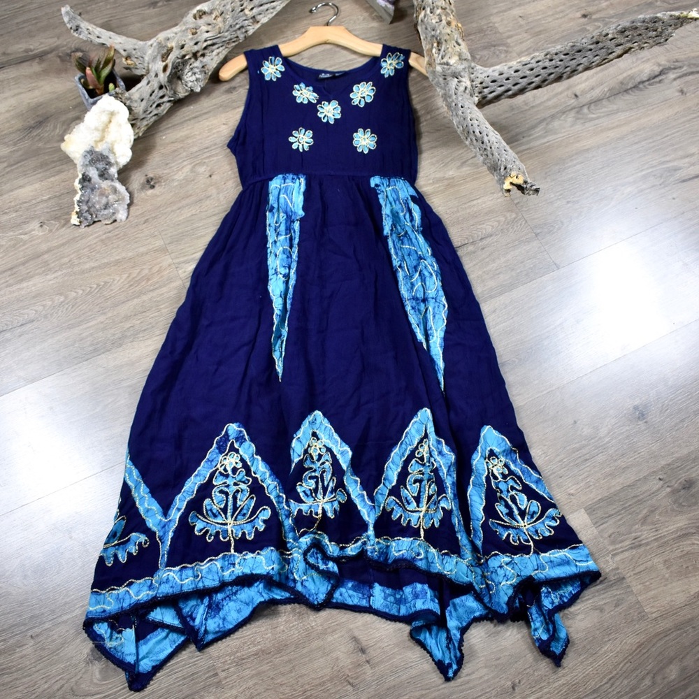 S.R. Fashions embroidered tie-dye midi